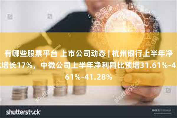 有哪些股票平台 上市公司动态 | 杭州银行上半年净利同比增长17%，中微公司上半年净利同比预增31.61%-41.28%